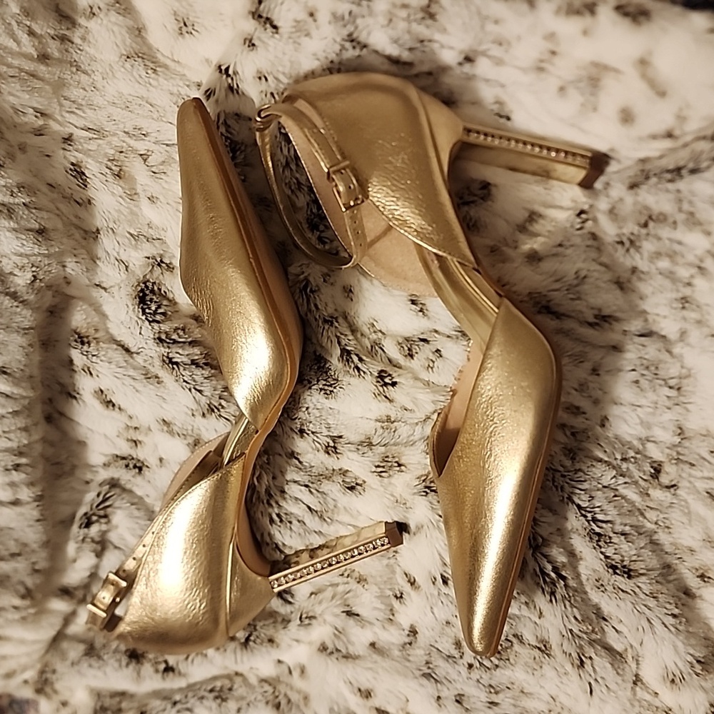 Jorge Bischoff Gold-tone Rinestone Embellishmented Heels